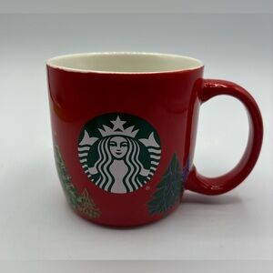 Starbucks Coffee 2020 Holiday Christmas 18 oz Cup Mug Red Mermaid Trees